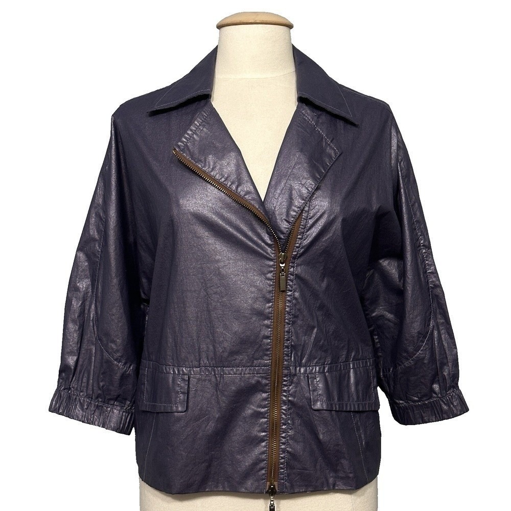 Worth Women Jacket M Metlallic Purple Moto Biker Cyberpunk Futuristic Space Age